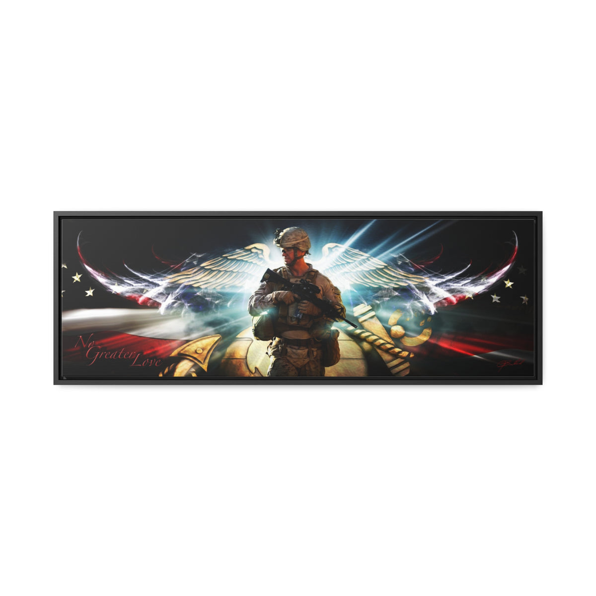 No Greater Love (Marine) - Framed Gallery Wrapped Canvas