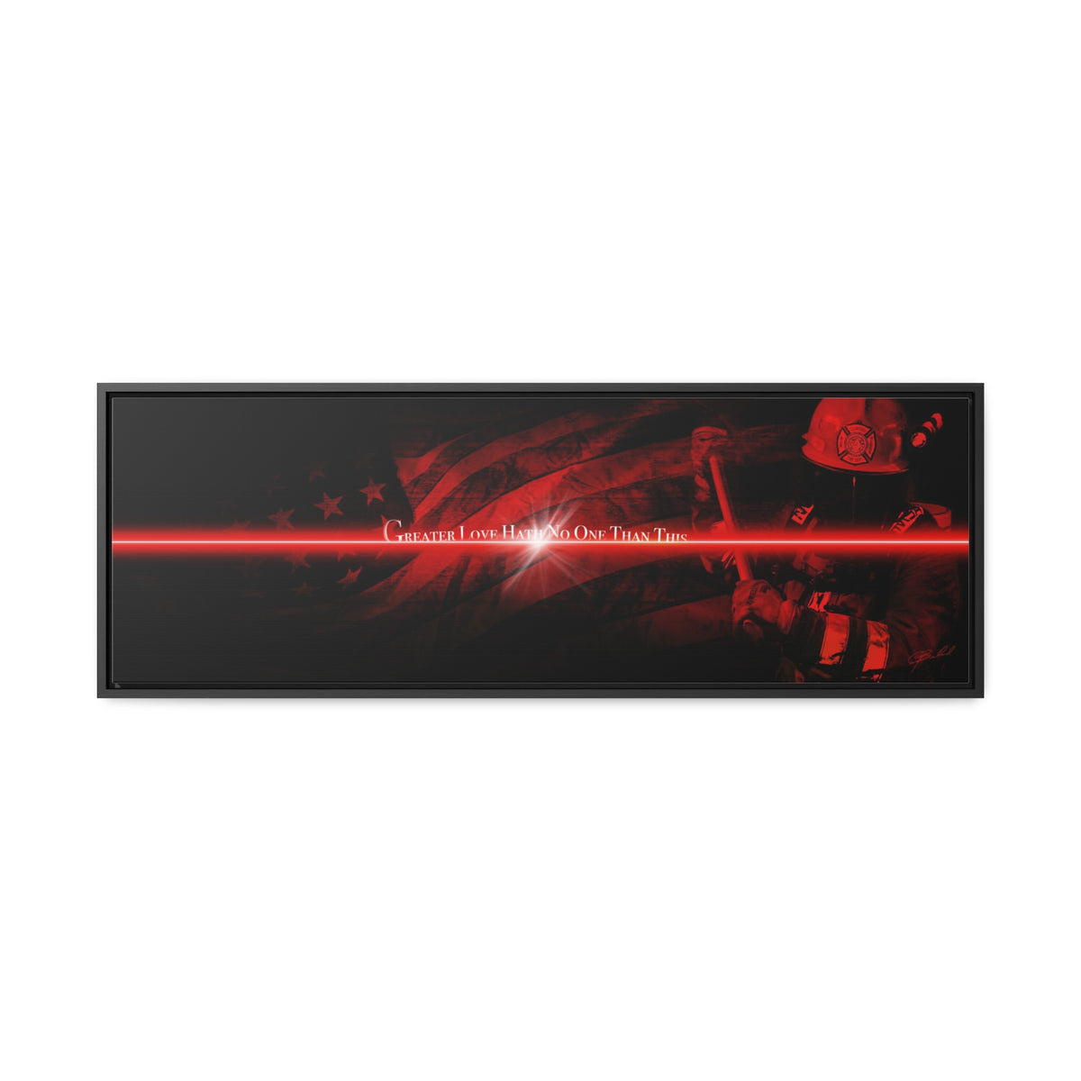 Red Line Flag - Framed Gallery Wrapped Canvas