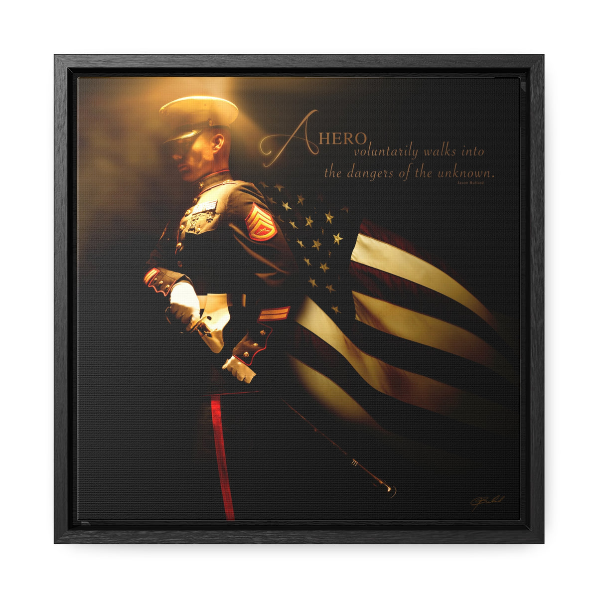 Heroes of a Nation (Marine) - Framed Gallery Wrapped Canvas