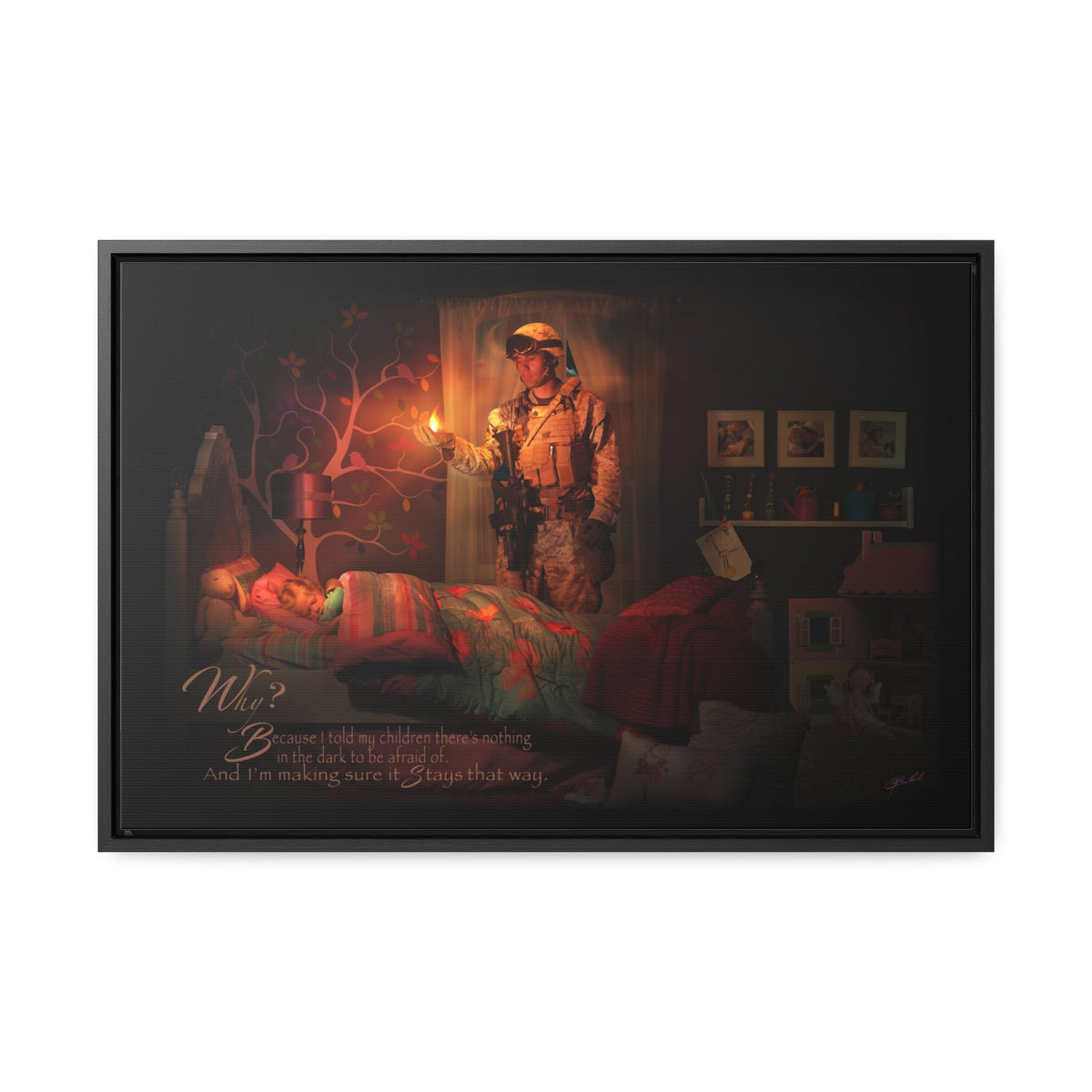 Keeping the Flame(Soldier) - Framed Gallery Wrapped Canvas