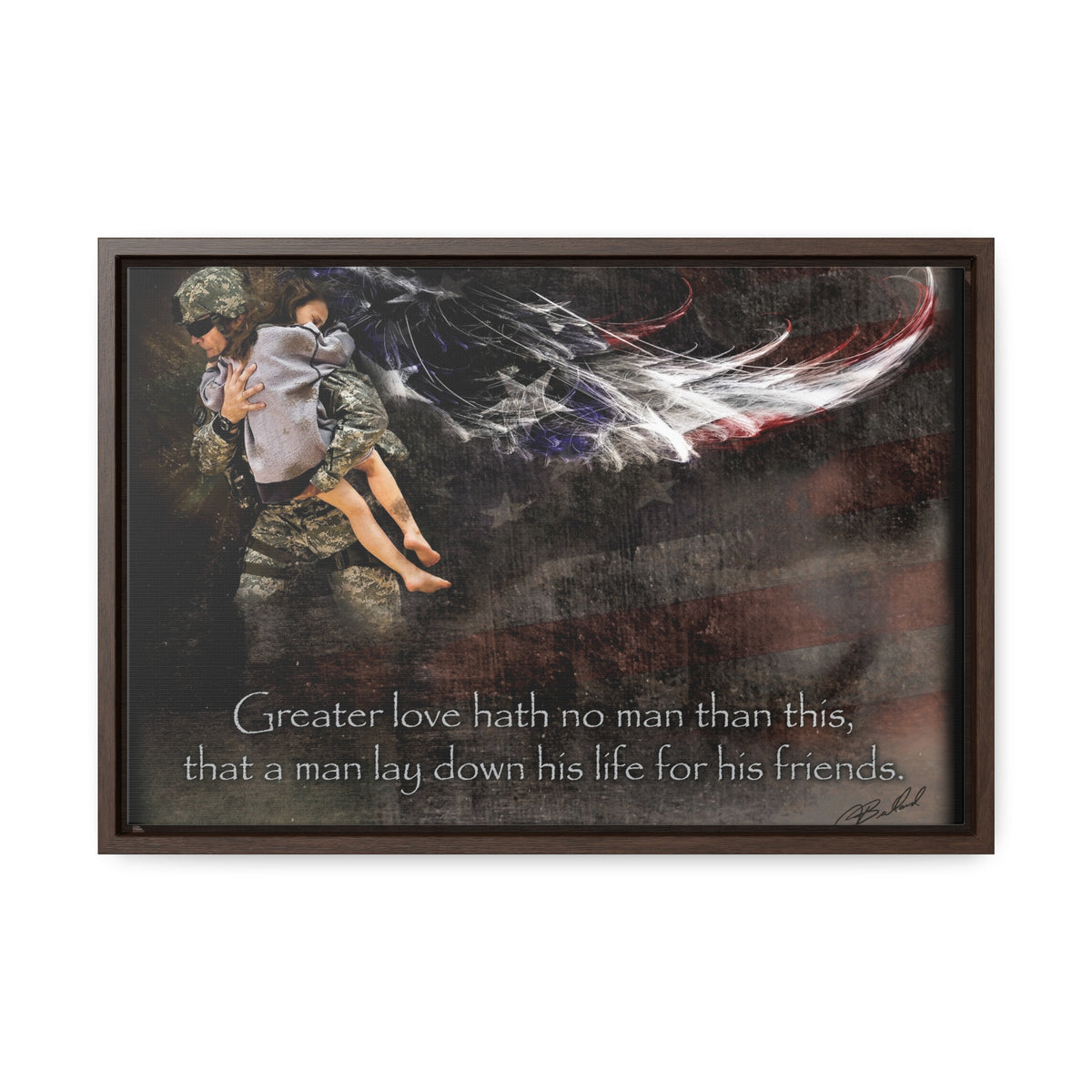 No Greater Love (Military Rescue) - Framed Gallery Wrapped Canvas