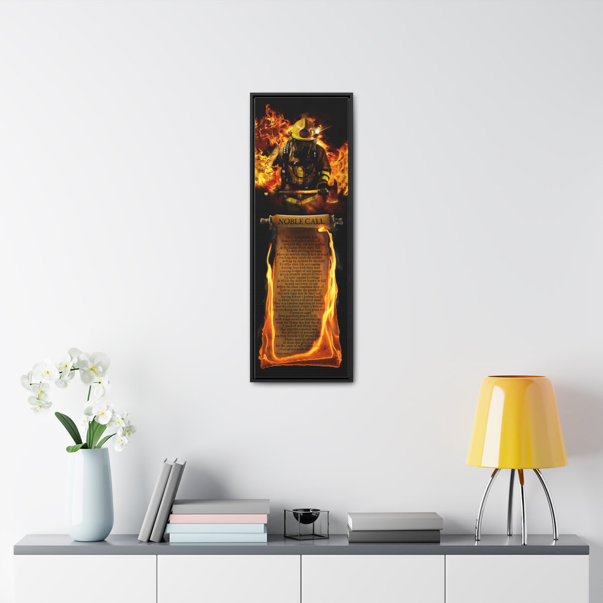 Firefighter&#39;s Noble Call (Poem) - Framed Gallery Wrapped Canvas