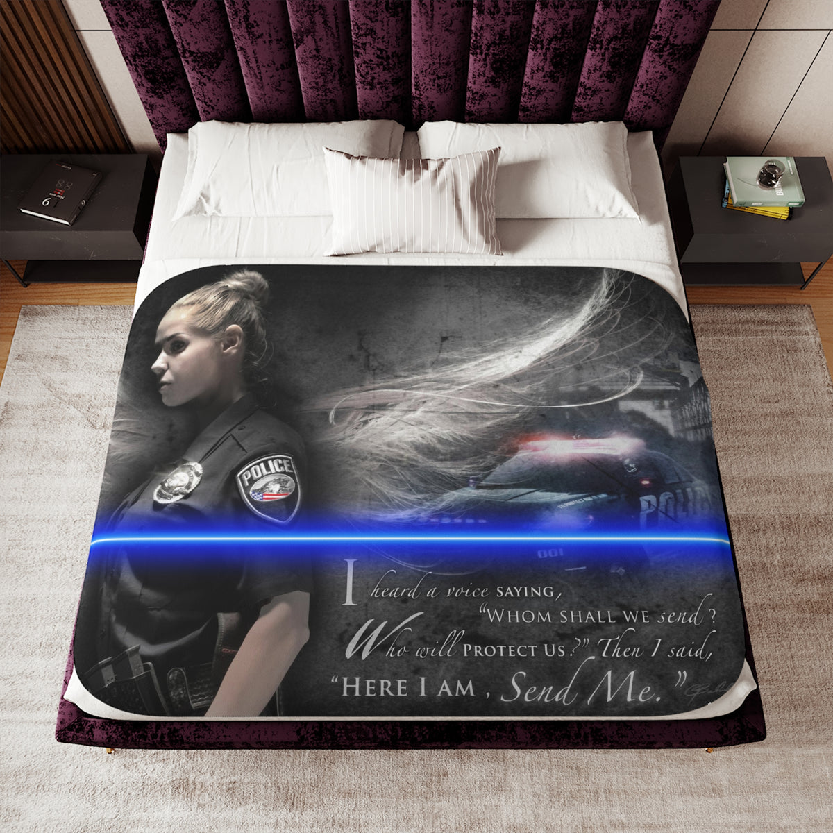 Send Me Female Police Sherpa Blanket, Two Colors