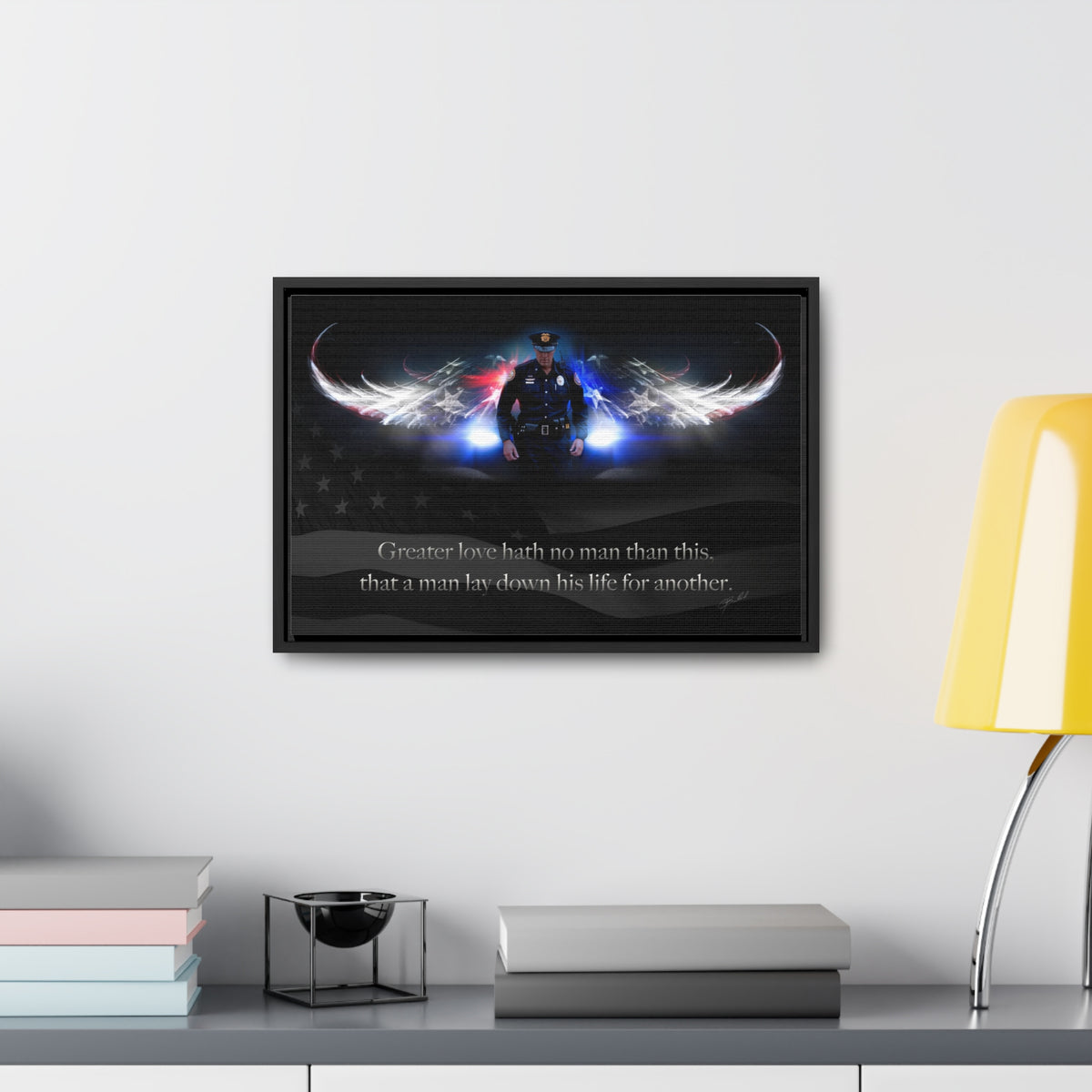 No Greater Love (Police) - Framed Gallery Wrapped Canvas