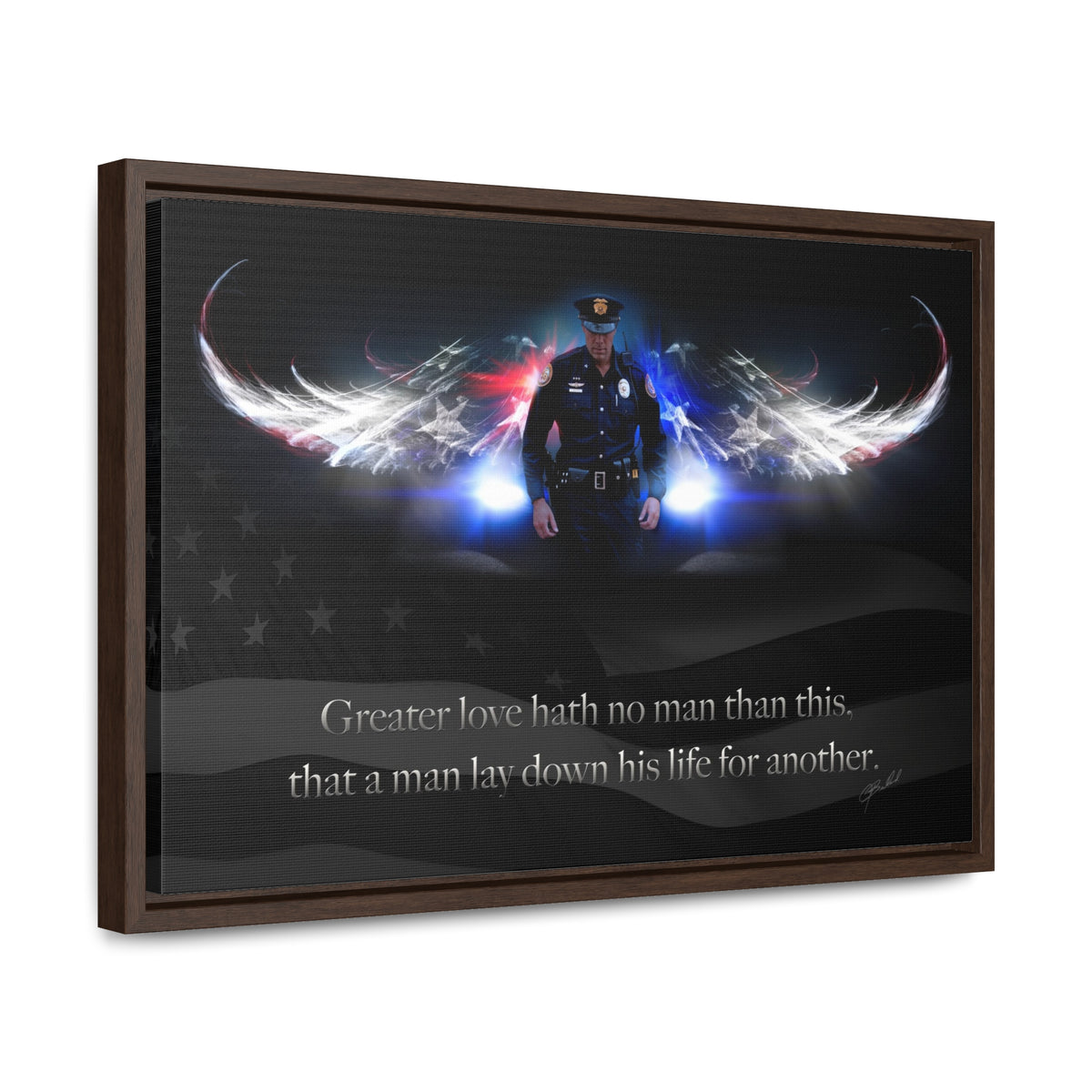 No Greater Love (Police) - Framed Gallery Wrapped Canvas