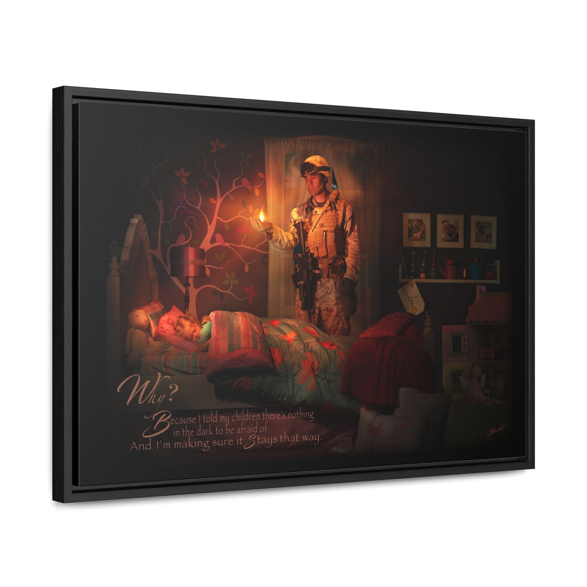 Keeping the Flame(Soldier) - Framed Gallery Wrapped Canvas