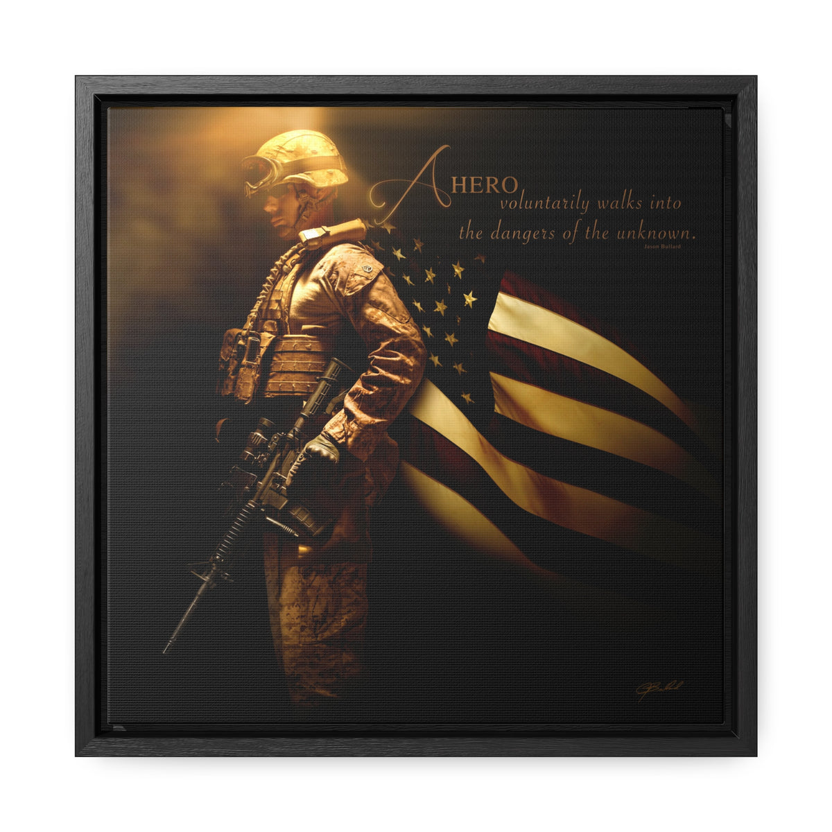 Copy of Heroes of a Nation (American Soldier) - Framed Gallery Wrapped Canvas