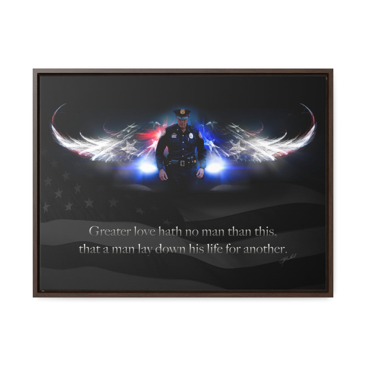 No Greater Love (Police) - Framed Gallery Wrapped Canvas