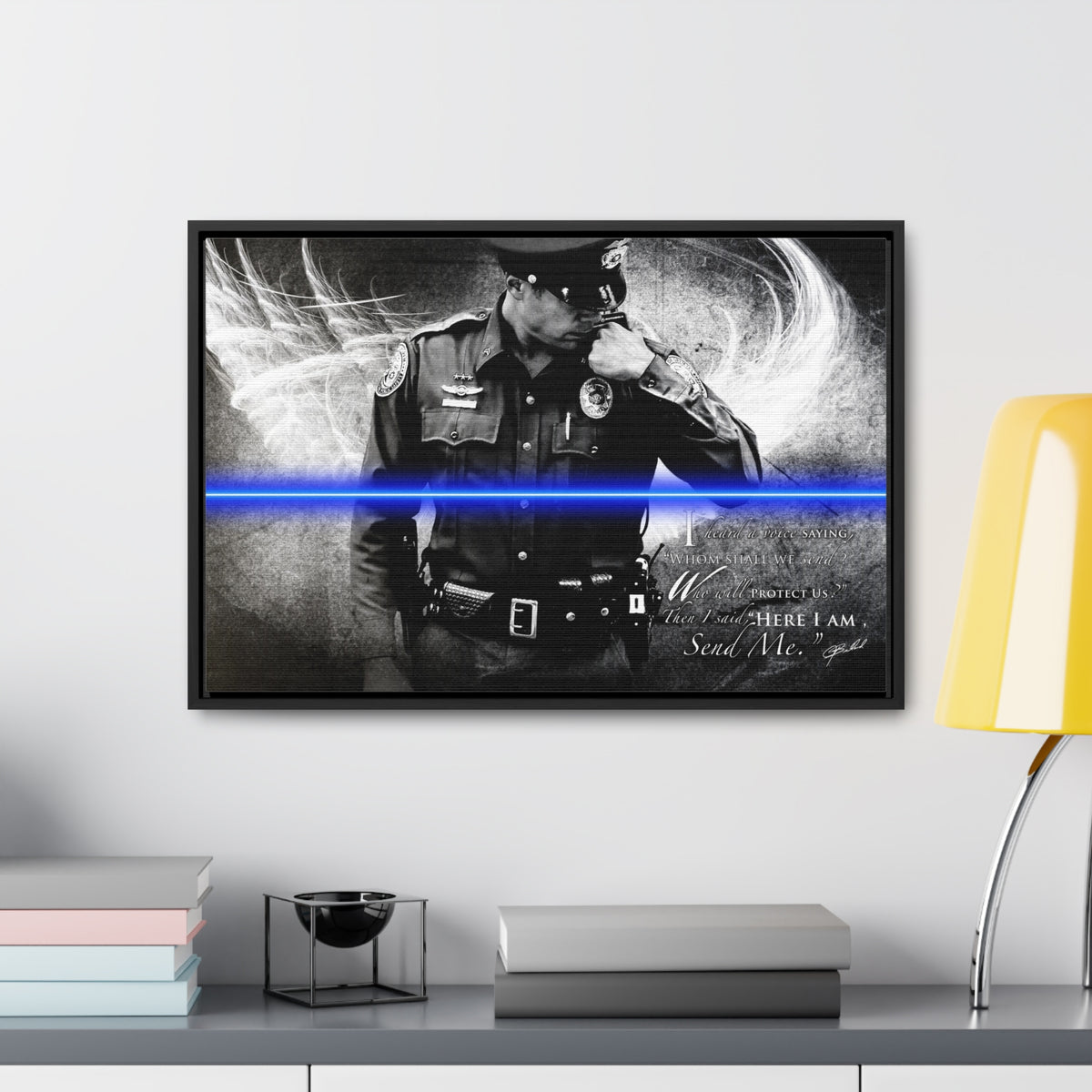 Send Me (Police) - Framed Gallery Wrapped Canvas