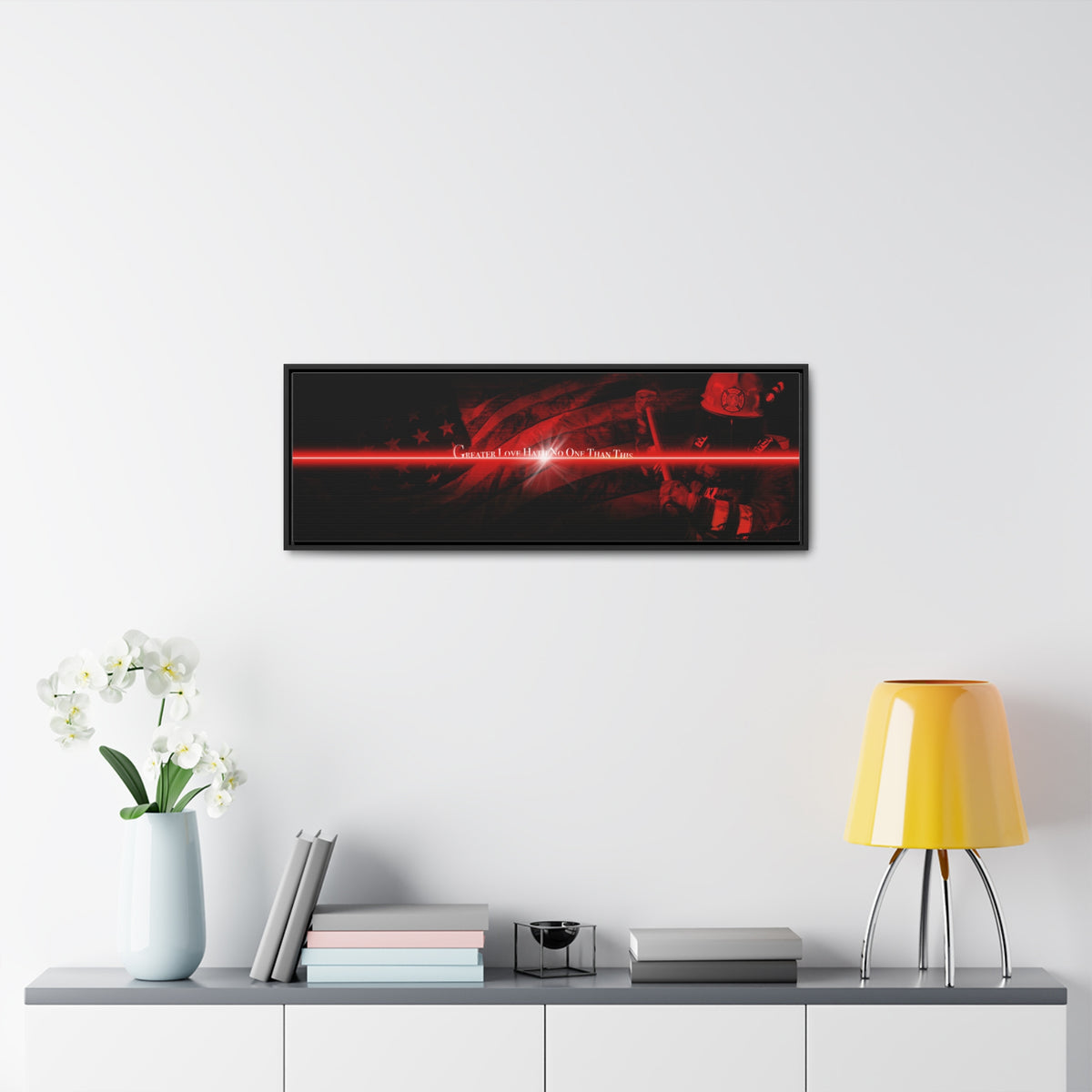 Red Line Flag - Framed Gallery Wrapped Canvas