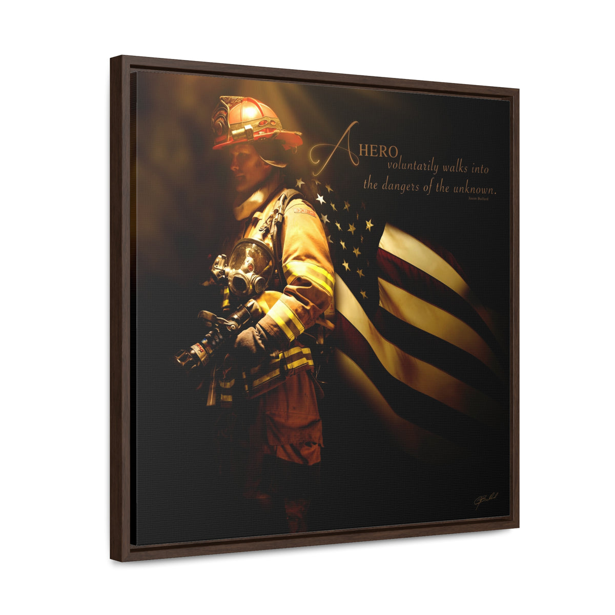 Heroes of a Nation (Firefighter) - Framed Gallery Wrapped Canvas