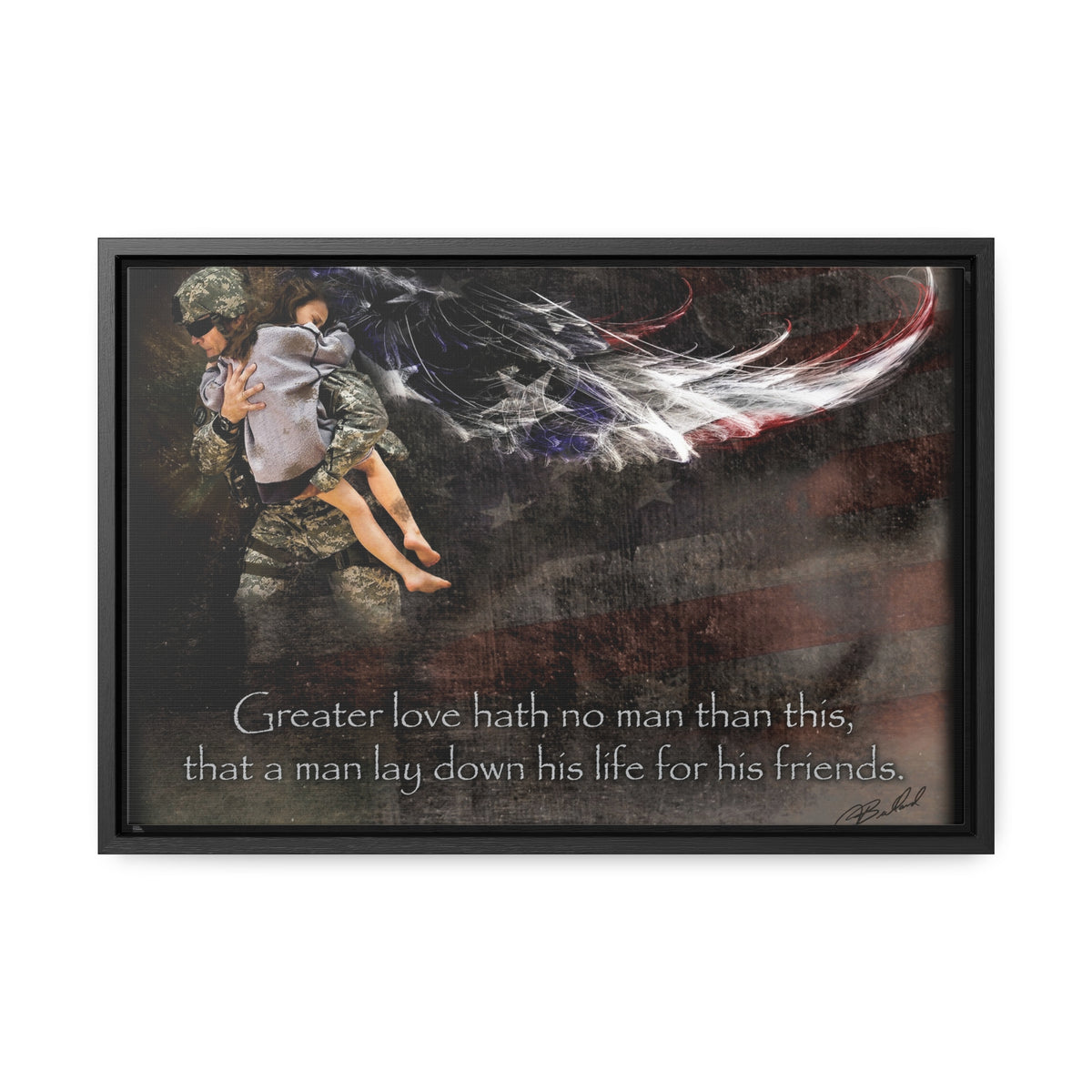 No Greater Love (Military Rescue) - Framed Gallery Wrapped Canvas