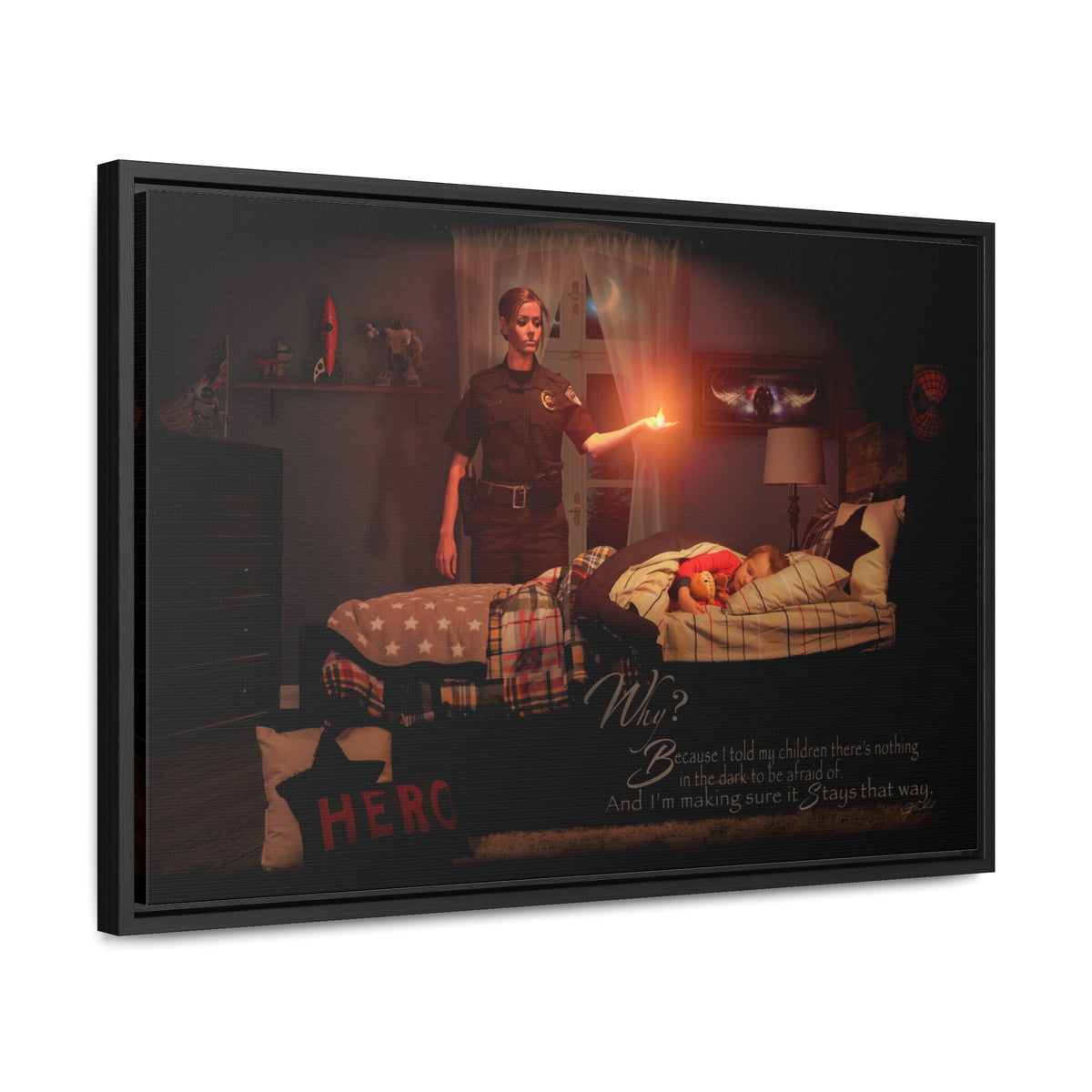 Keeping the Flame (Female Police) - Framed Gallery Wrapped Canvas