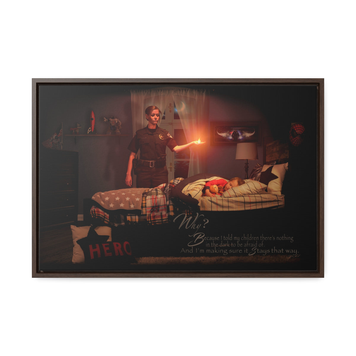 Keeping the Flame (Female Police) - Framed Gallery Wrapped Canvas