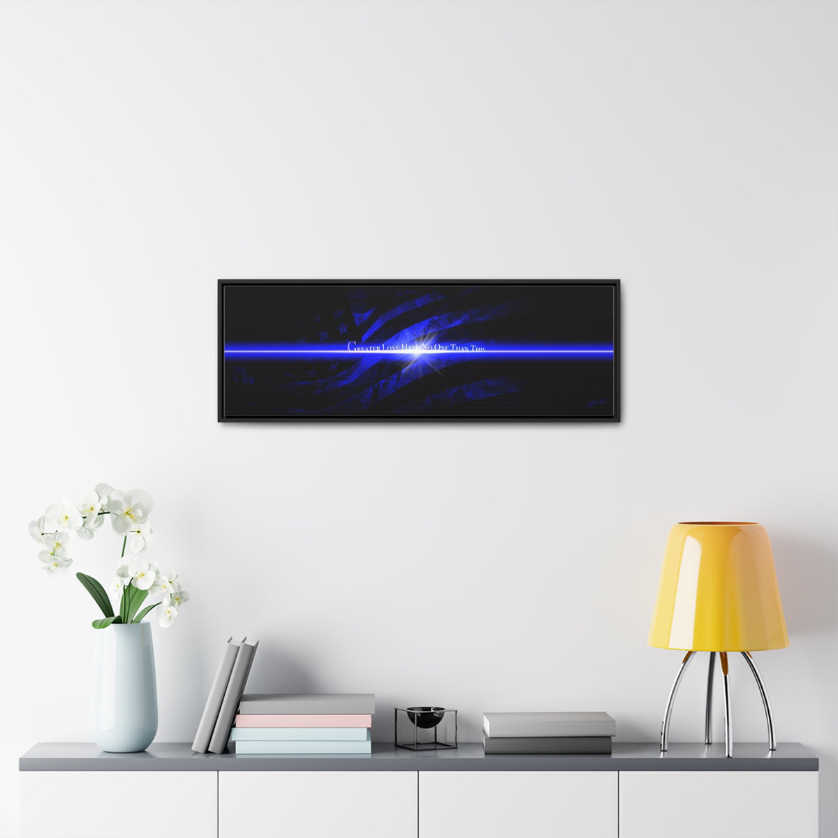 Blue Line Flag - Framed Gallery Wrapped Canvas