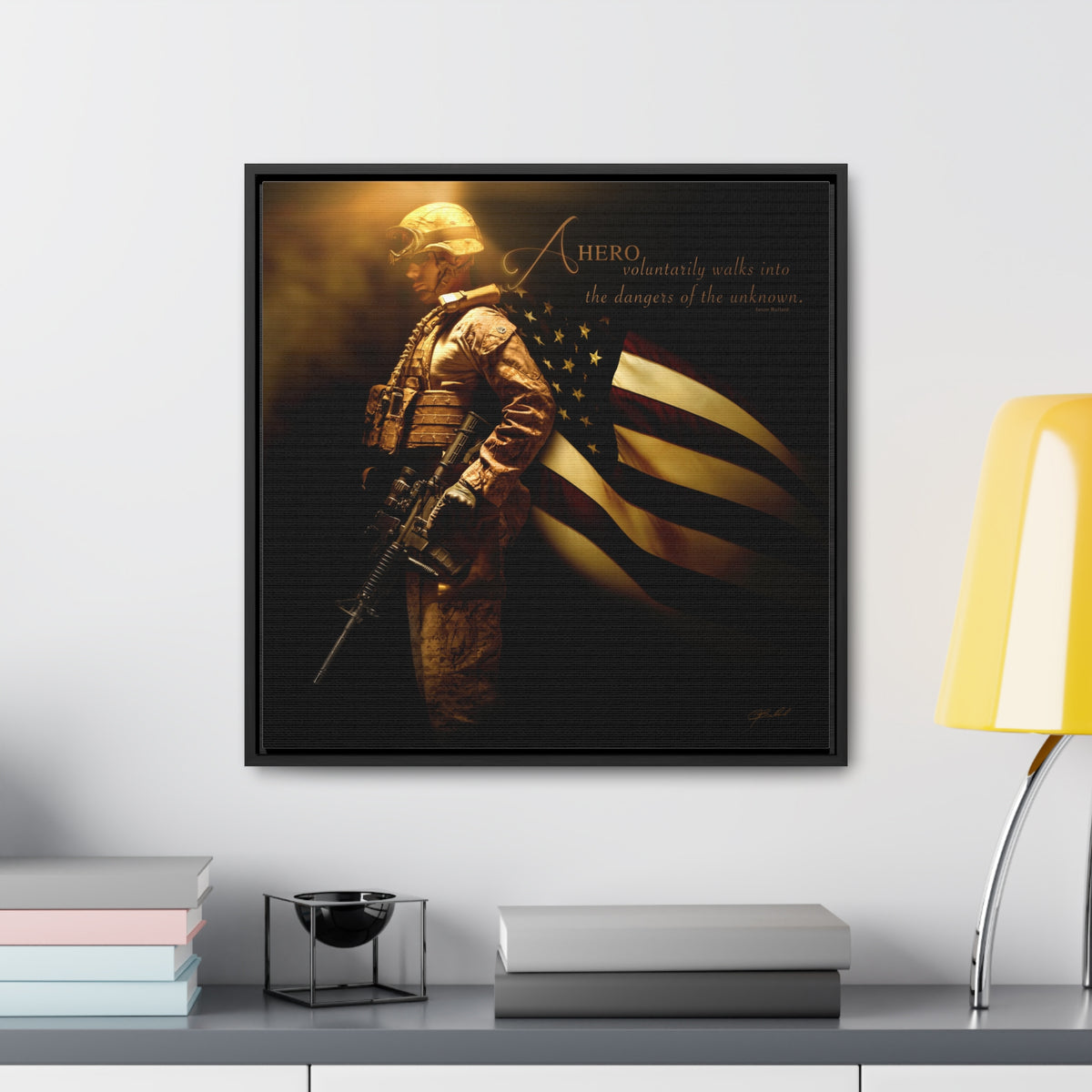 Copy of Heroes of a Nation (American Soldier) - Framed Gallery Wrapped Canvas