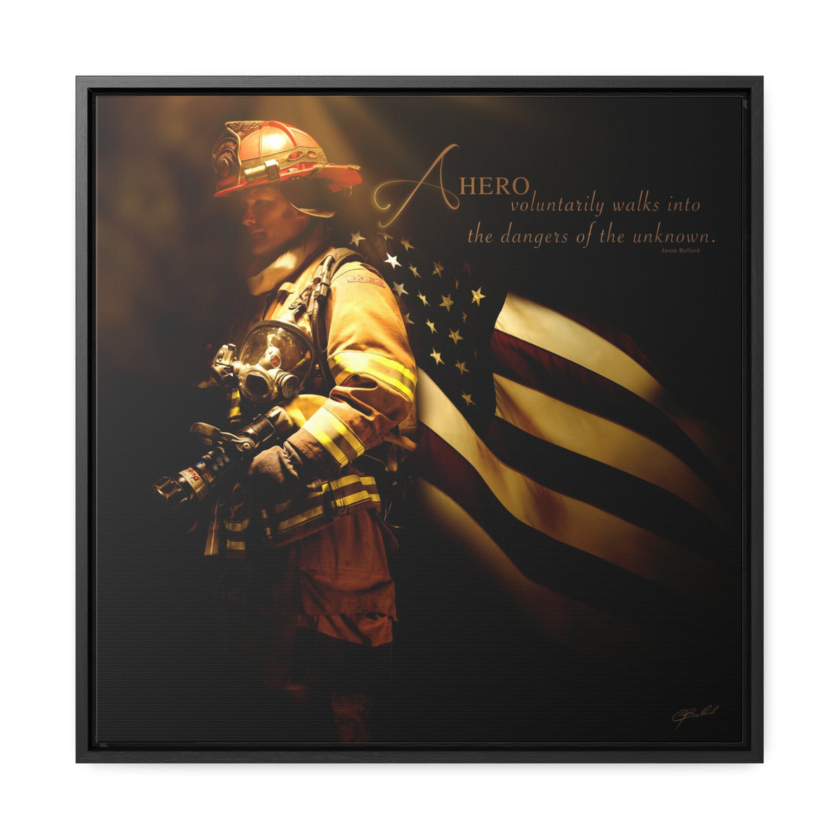 Heroes of a Nation (Firefighter) - Framed Gallery Wrapped Canvas