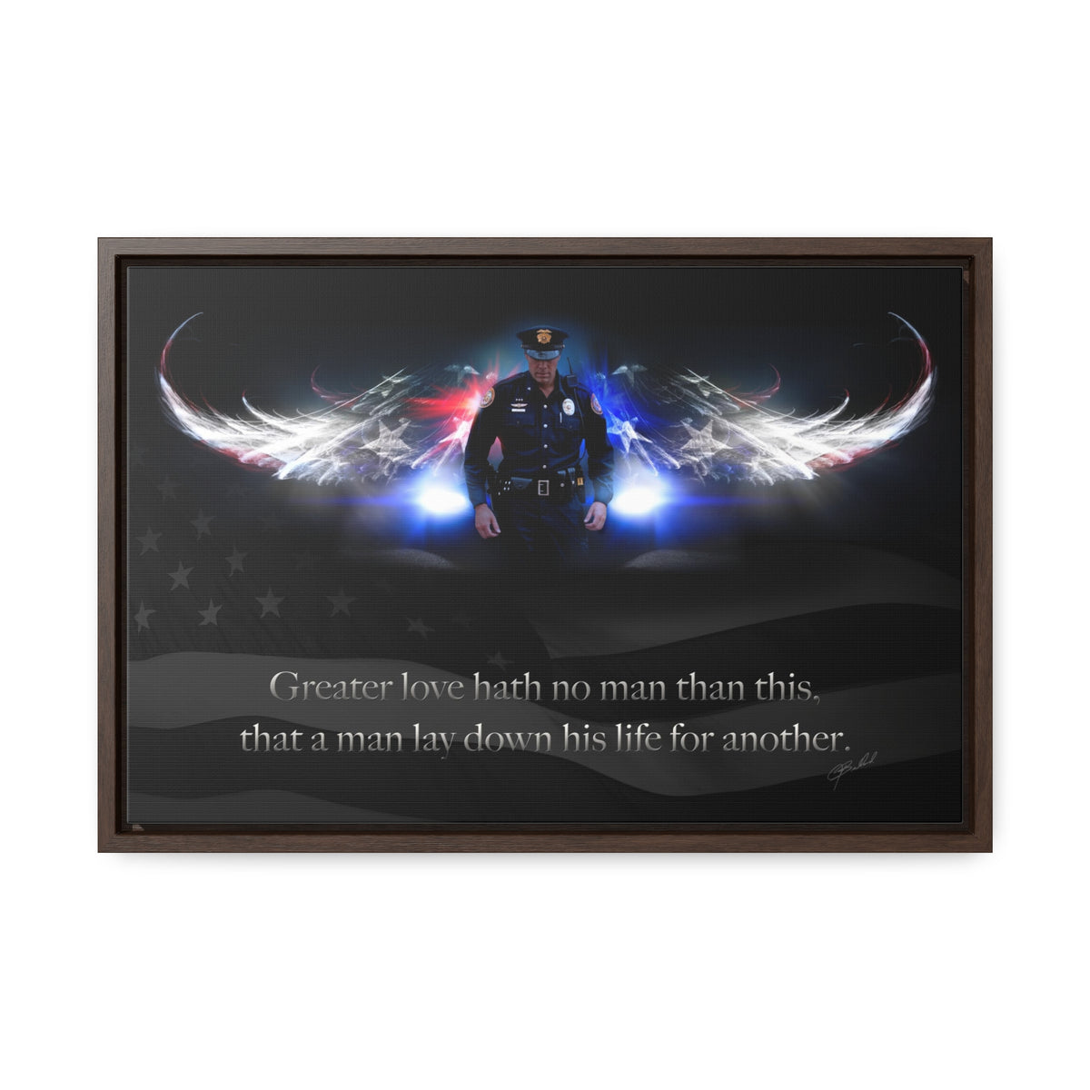 No Greater Love (Police) - Framed Gallery Wrapped Canvas