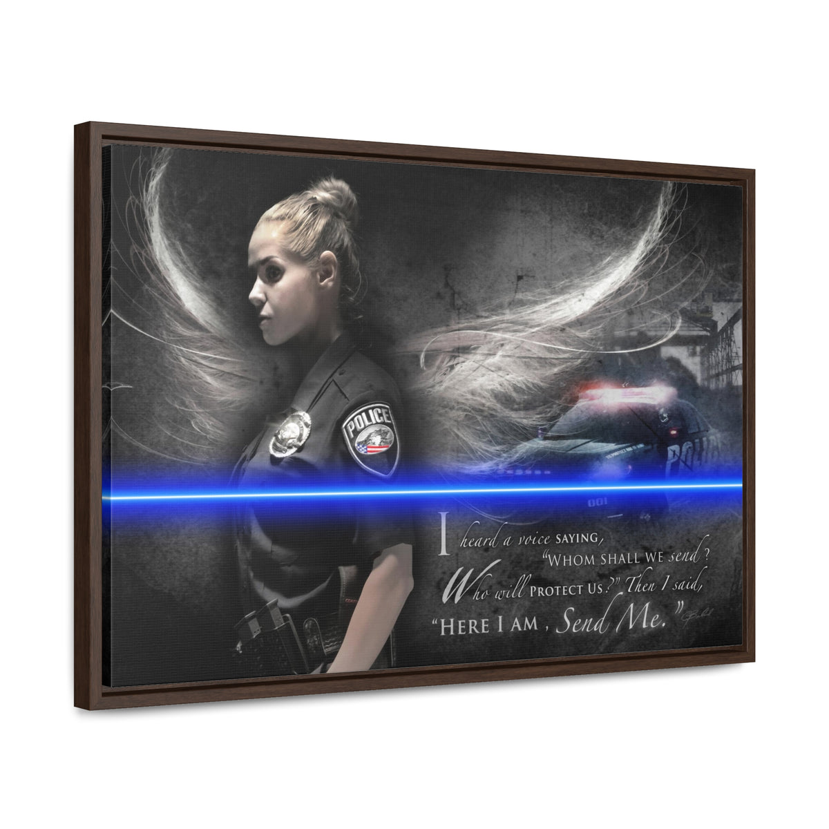 Send Me (Female Police) - Framed Gallery Wrapped Canvas