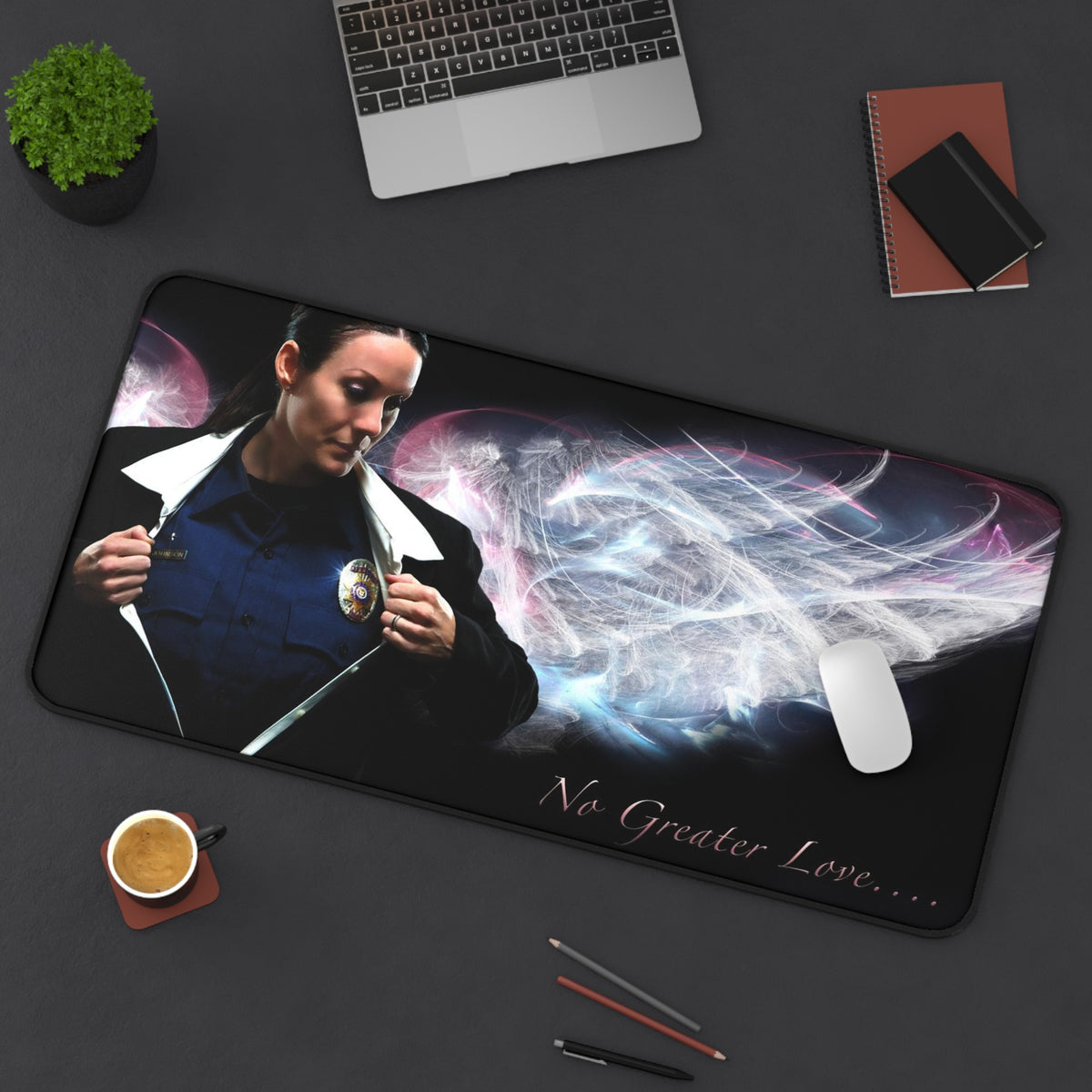 Answering the Call Female Police Desk Mat