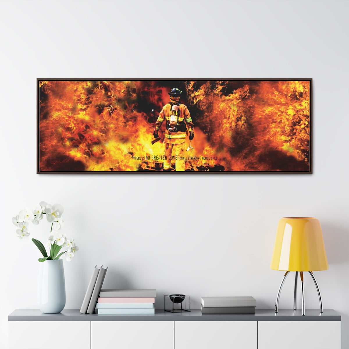 Fireman&#39;s Noble Call - Framed Gallery Wrapped Canvas