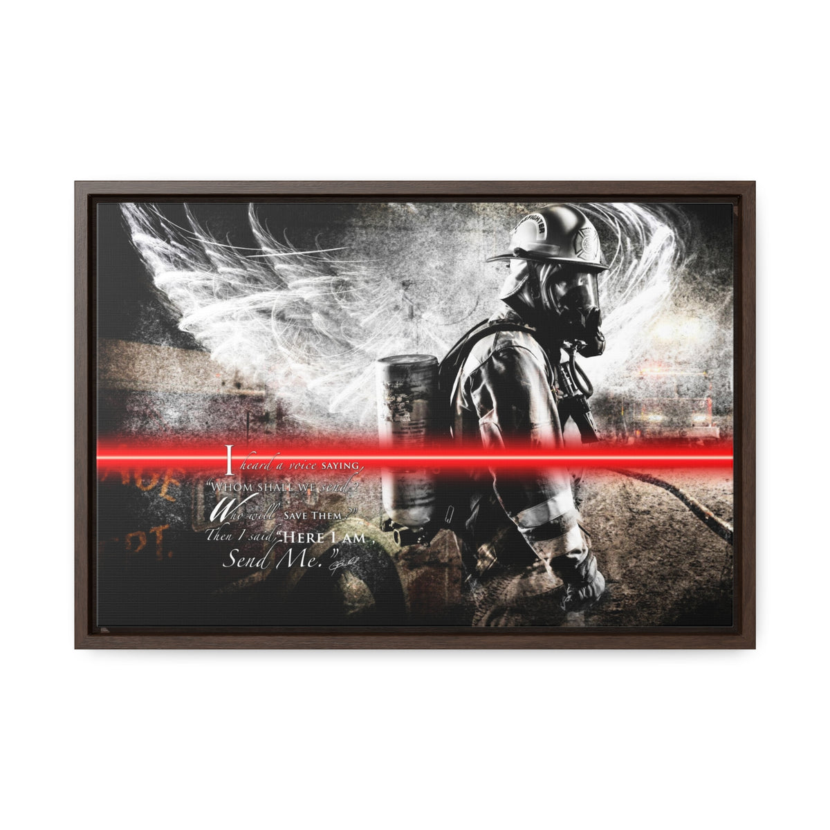 Send Me (Firefighter) - Framed Gallery Wrapped Canvas