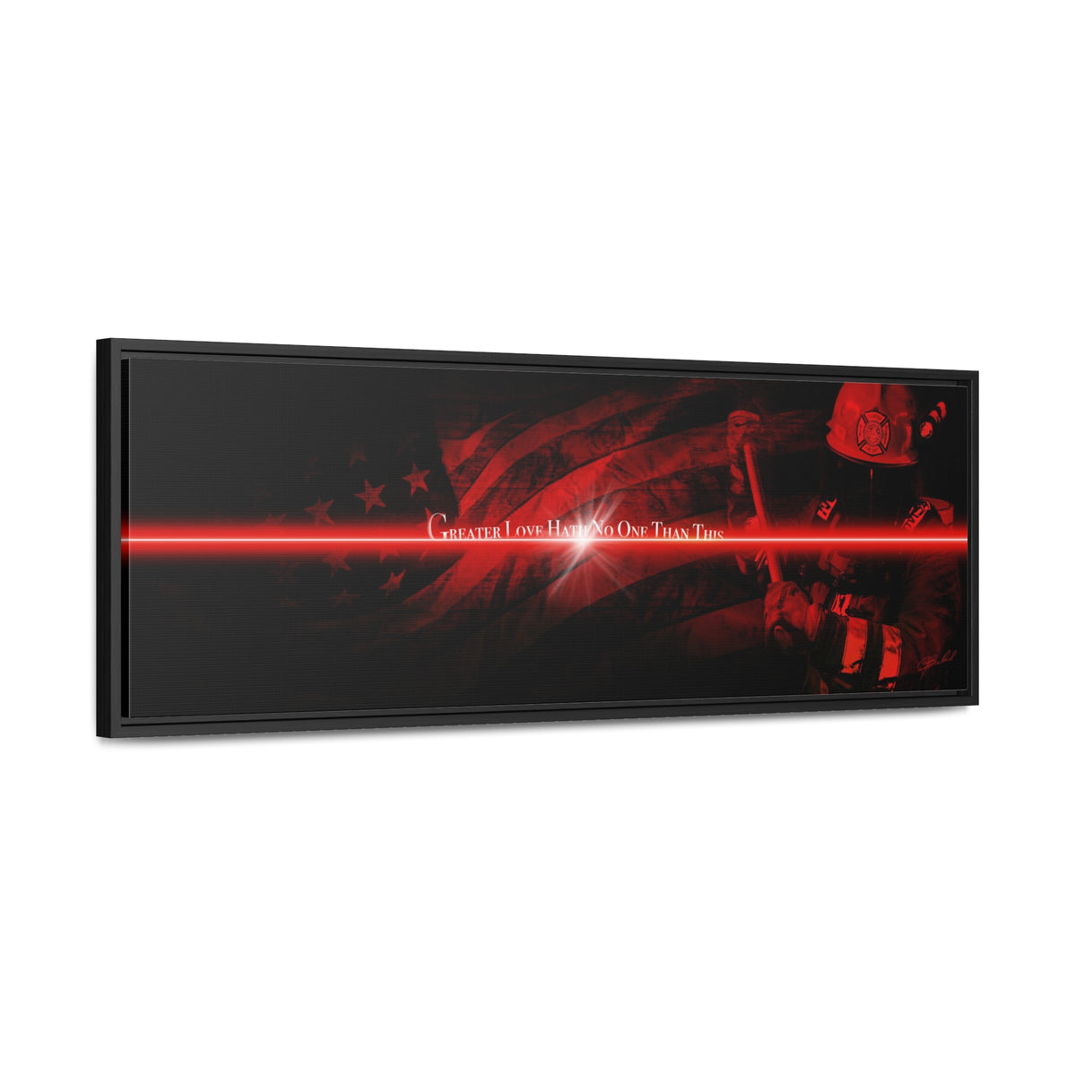 Red Line Flag - Framed Gallery Wrapped Canvas