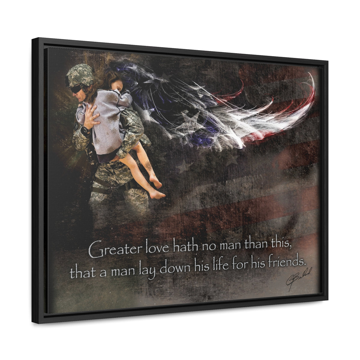 No Greater Love (Military Rescue) - Framed Gallery Wrapped Canvas