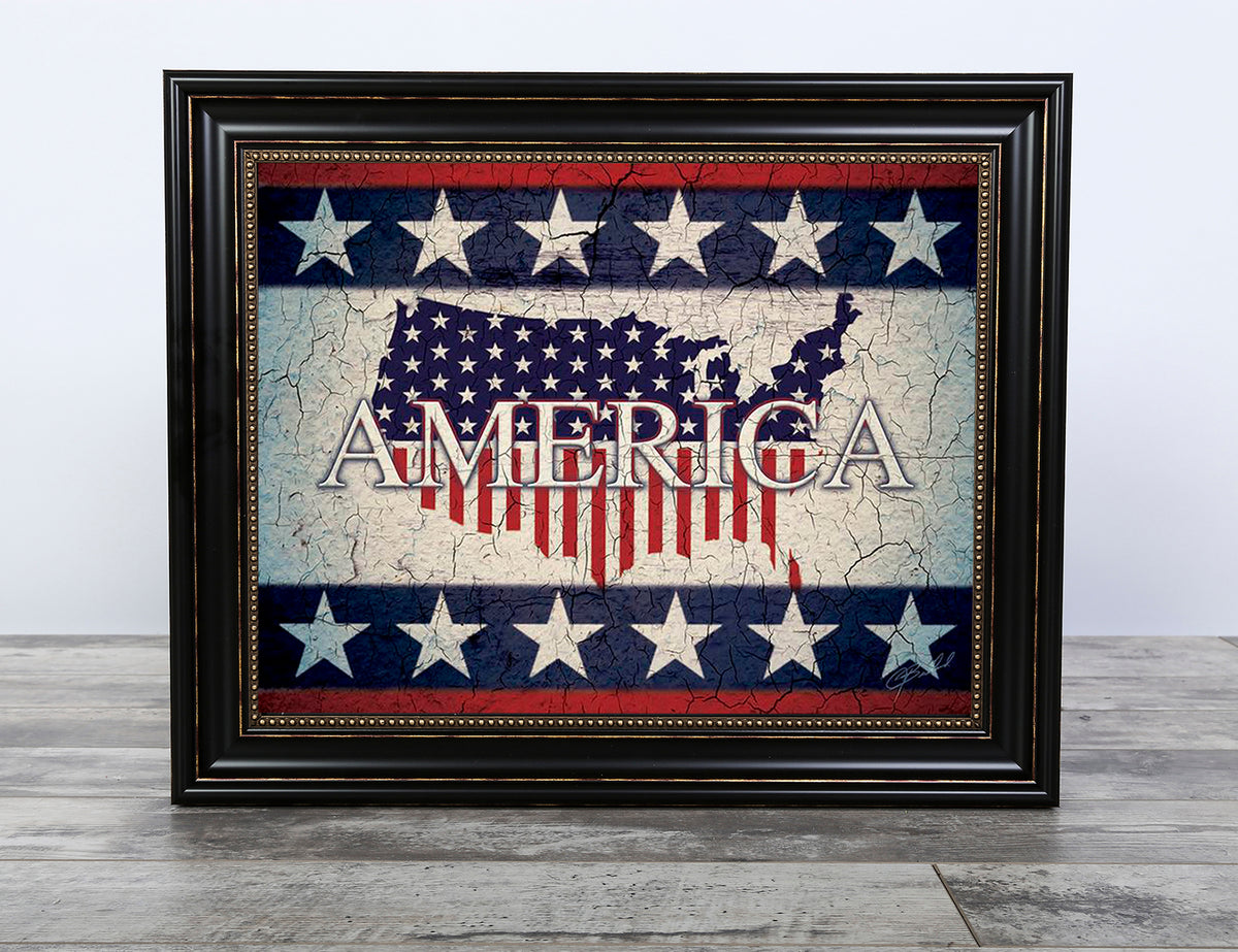 America - Framed &amp; Textured Art