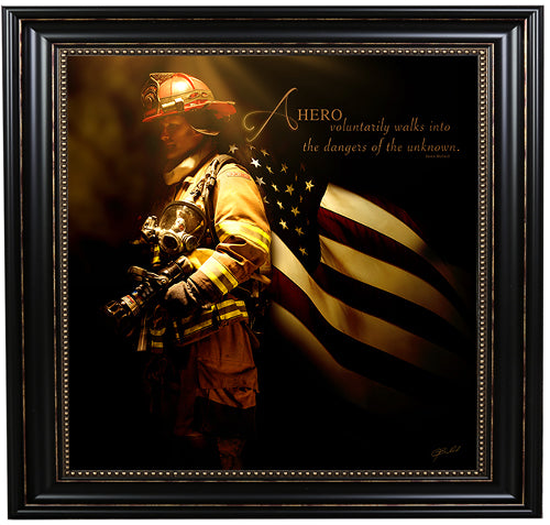 Heroes of a Nation (Firefighter) - Framed &amp; Textured Art