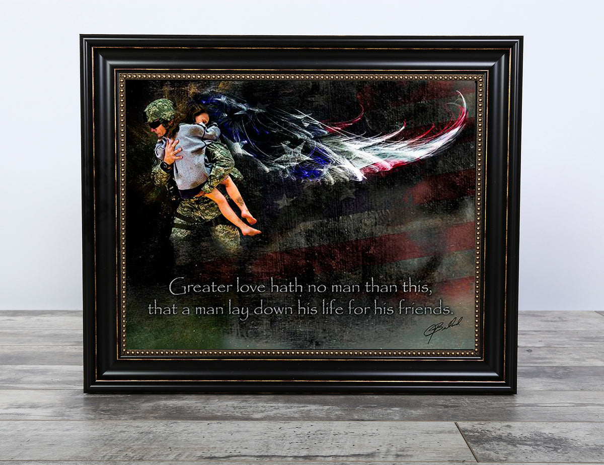 No Greater Love (Military Rescue) 14&quot; x 18&quot; - Framed &amp; Textured Art