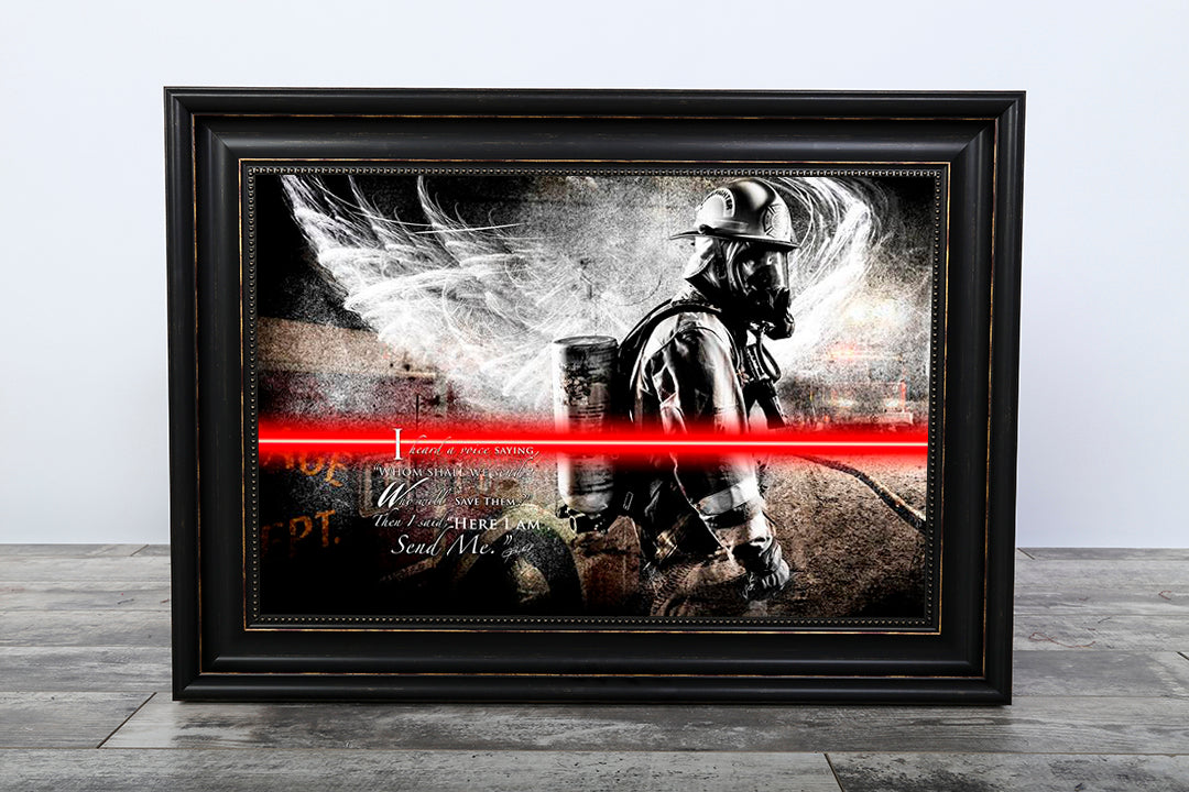Send Me (Firefighter) - Framed &amp; Textured Art