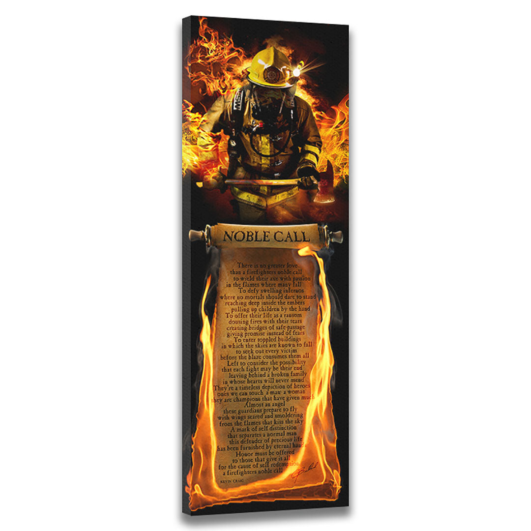 Firefighter&#39;s Noble Call (Poem) - Wrapped Canvas