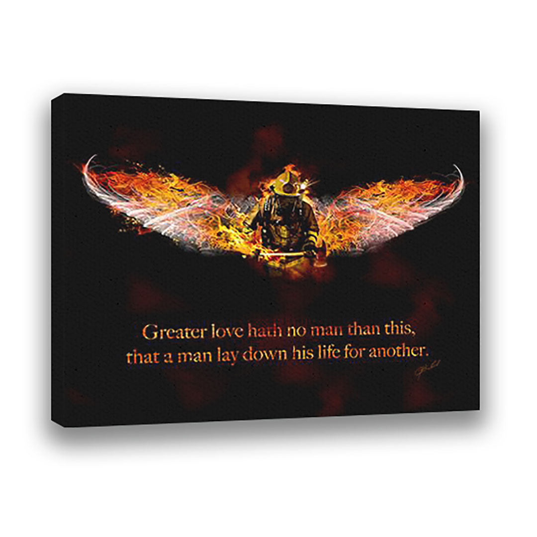 No Greater Love (Firefighter) - Wrapped Canvas