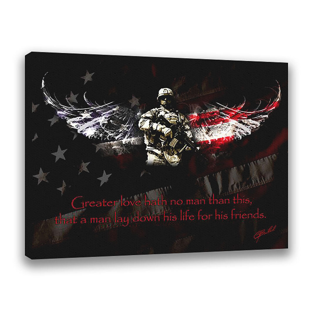 No Greater Love (American Soldier) - Wrapped Canvas
